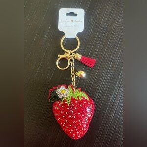 Lulu LaLa Strawberry Keychain Purse Strap with Tassel (Nice Size, & weight Cute